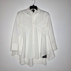 NWT Donna Karan New York Women's A-Line Button Down Poplin Tunic - Cream